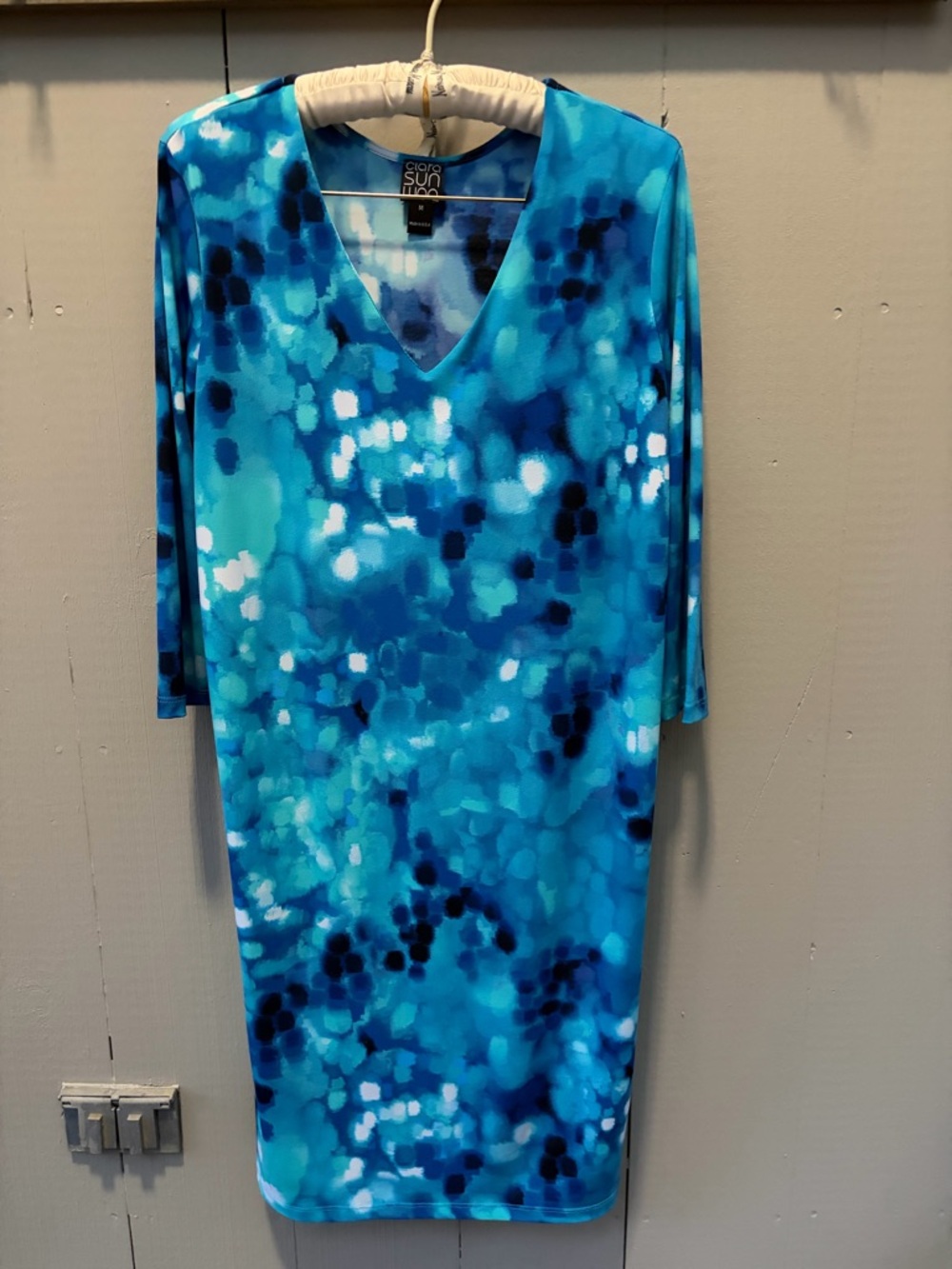 Clara Sun Woo Blue waterfall V-Neck Dress